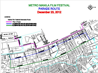 MMFF 2012 Parade of Stars route and alternate route for motorists