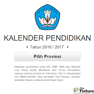 Kalender Pendidikan SD, SMP, SMA dan SLB Tahun 2016 / 2017