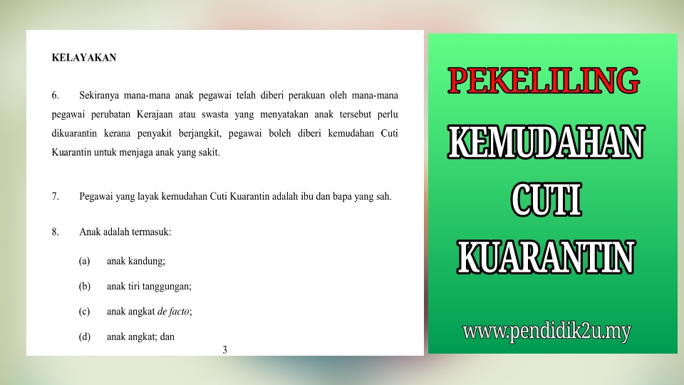 Kemudahan Cuti Kuarantin Cuti Jaga Anak Menghidap Penyakit Berjangkit Pendidik2u