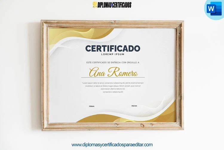 Certificado para editar de líneas doradas