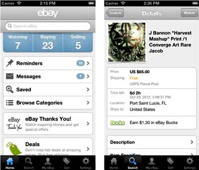 eBay mobile apple itunes app