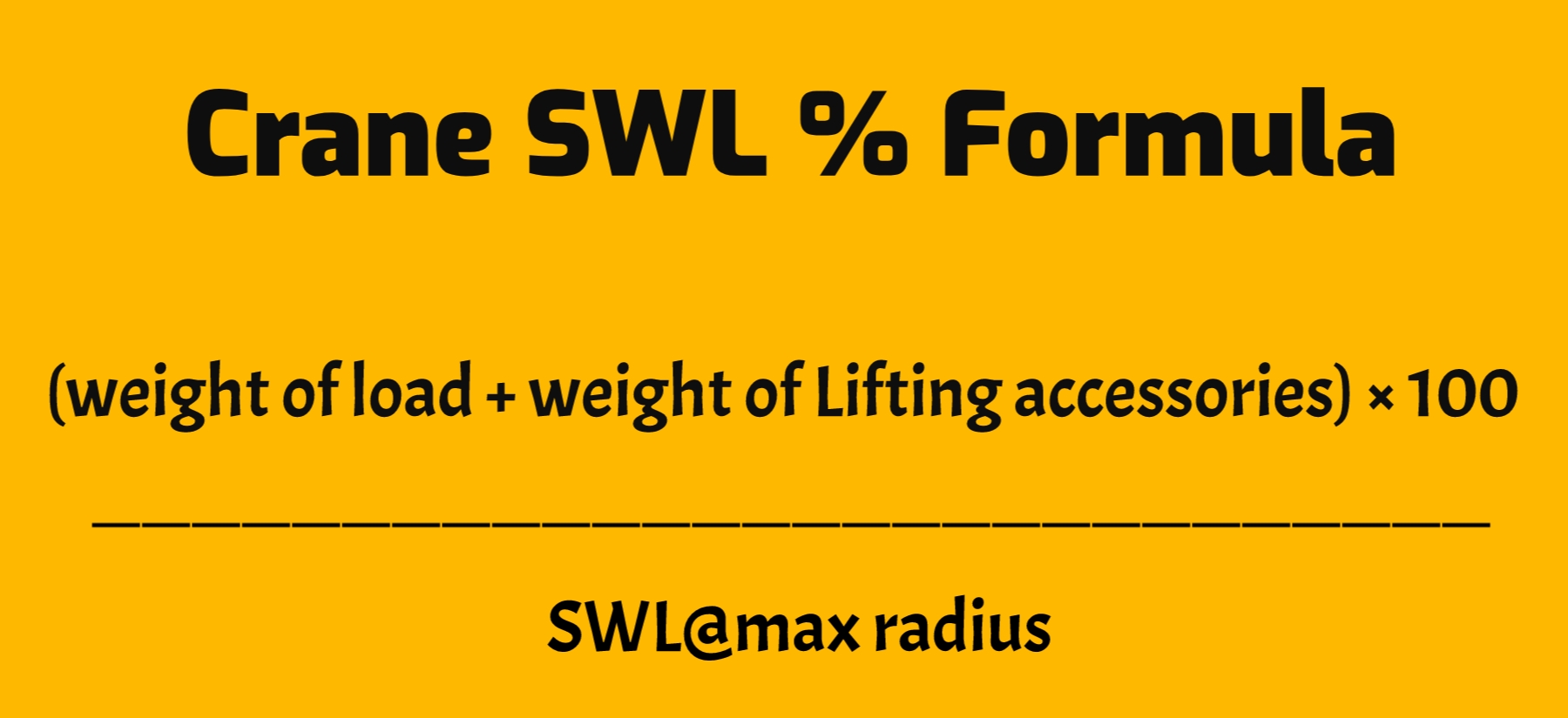 How to calculate "Percentage of Crane SWL" formula