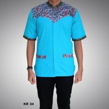  Baju Koko Batik Kombinasi Polos Lengan Panjang dan Pendek 