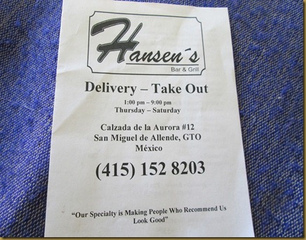 Hansen's menu 001