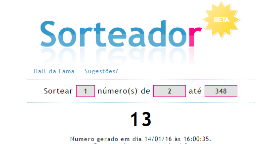 Resultado do sorteio da Alfaroma