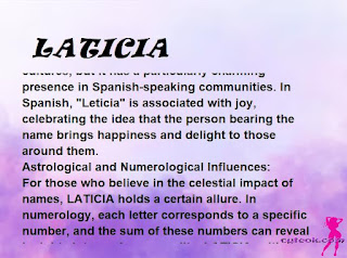 ▷ meaning of the name LATICIA (✔)