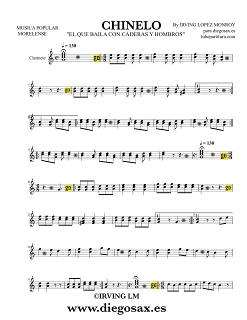 Chileno Partitura para Clarinete "El Que Baila con Caderas y Hombros" También sirve para saxofones, flauta, oboe, violín, trompeta...y todos los instrumentos en clave de sol Partitura de Música Popular Morelense Sheet Music