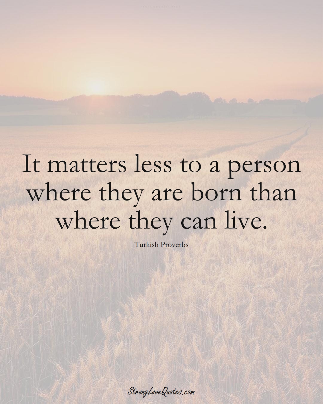 It matters less to a person where they are born than where they can live. (Turkish Sayings);  #MiddleEasternSayings