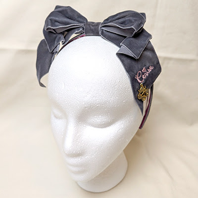 Cerise gray velvet head bow