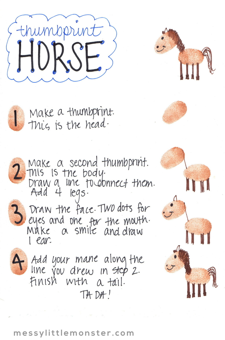 horse thumbprint art