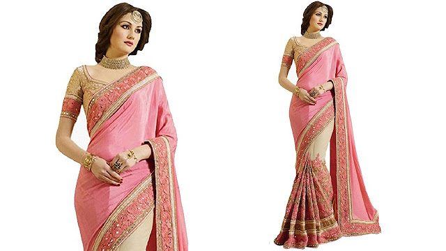 Zofey Self Design, Embroidered Bollywood Georgette, Net Saree  (Pink)