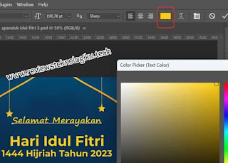 edit template banner idul fitri di laptop