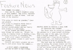 Page 5 (top half) of the May 1968 issue of Hi Lights, the student newspaper of St John Elementary School in Seward, Nebraska. The image was scanned from a paper copy belonging to Steve Sylwester.