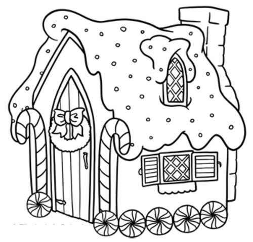 Gingerbread House Coloring Printables 3