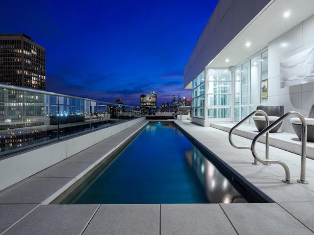 Photo of pool terrace in one of the Philadelphia penthouses