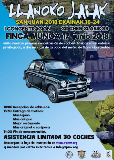 Cartel de la concentración de coches clásicos en las fiestas de Llano