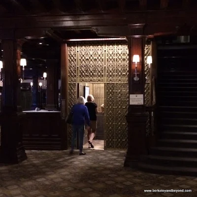 vintage elevator in lobby of Hotel del Coronado on Coronado Island in San Diego, California