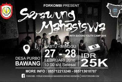 EVENT: Batang | 27-28 Februari 2016 | FORKOMBI | Srawung Mahasiswa