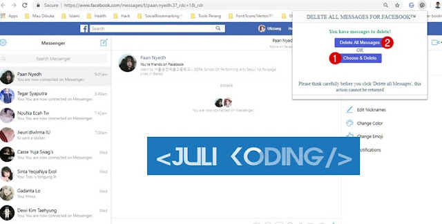 Buka Messager/Pesan kalian di Facebook, dan klik icon Extensi yang baru kalian Install di Pojok Kanan Atas