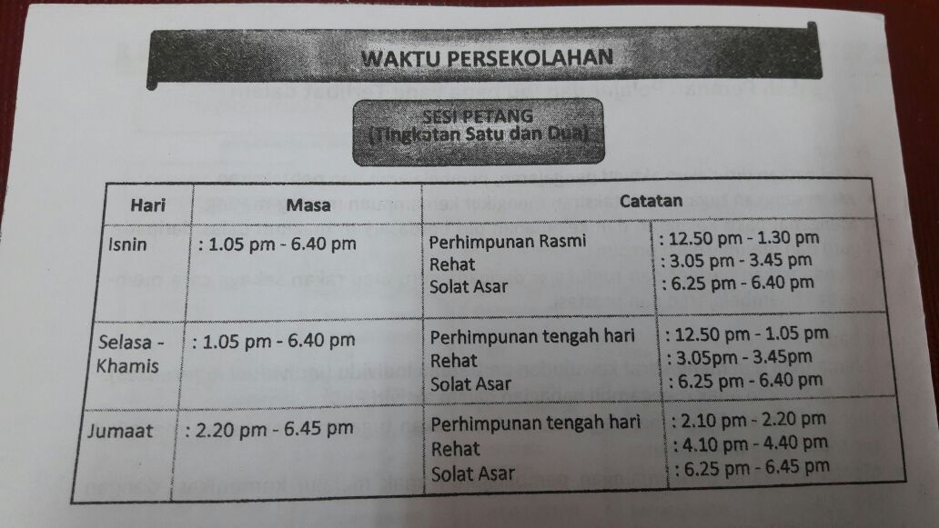 Portal Rasmi SMK Jalan Kebun, Klang: WAKTU PERSEKOLAHAN ...