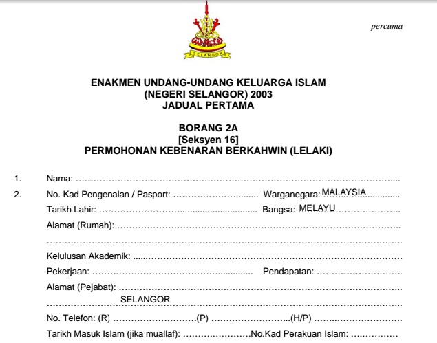 Senarai Penolong Pendaftar Perkahwinan Selangor 2020
