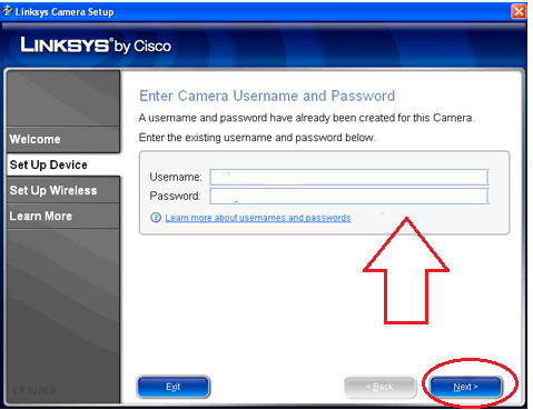secure Linksys camera with username and password