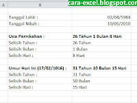 Rumus Hitung Umur di Excel