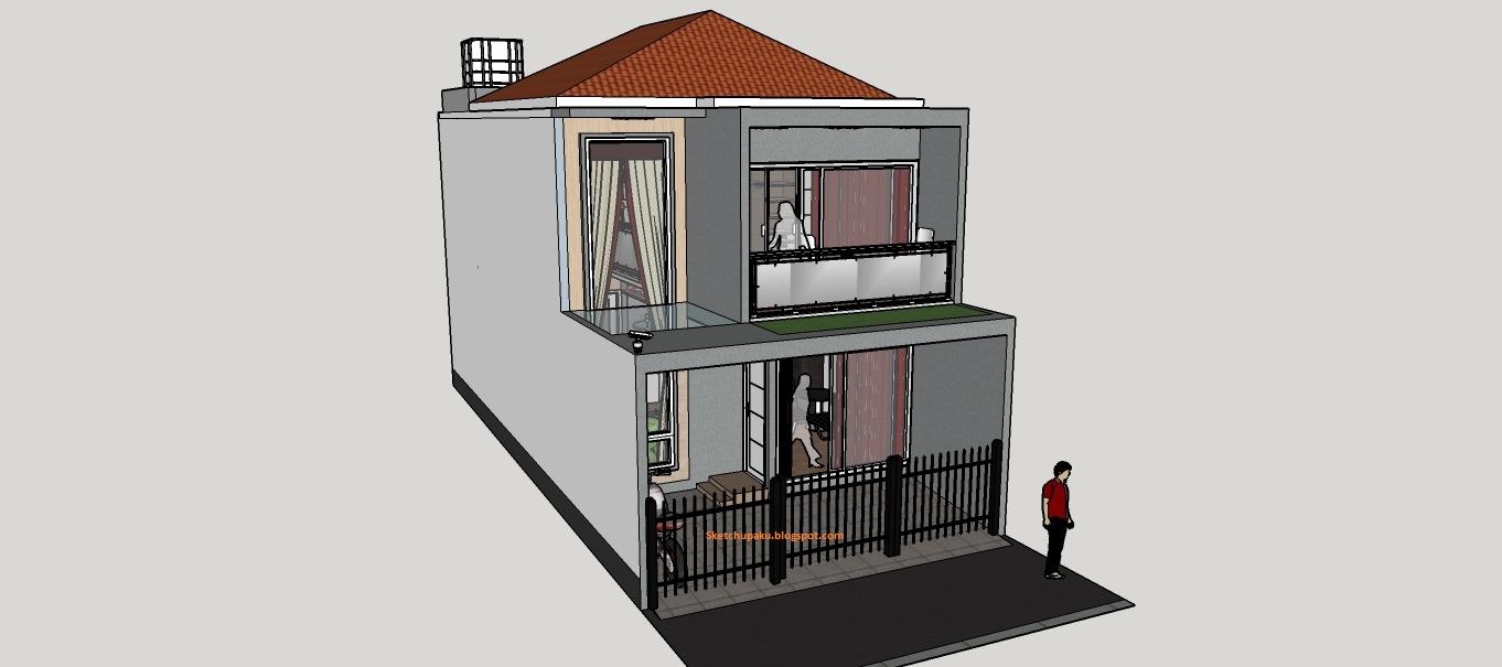 Gambar Rumah Minimalis 2 Tingkat 6x14 Meter Sketchup Ku