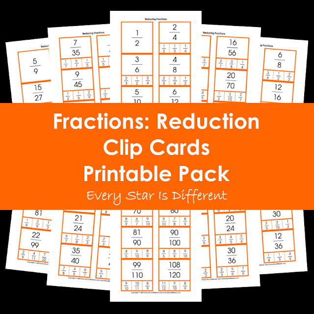 Fractions: Reduction Clip Cards Printable Pack