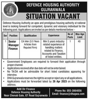 Jobs in Defence Housing Authority DHA Finance