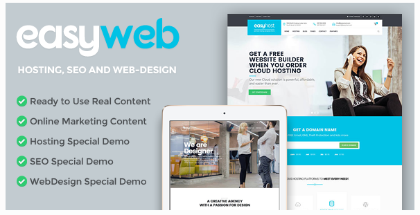Free Download EasyWeb V2.0.1 WP Theme For Hosting SEO and Web Design Agencies 2017