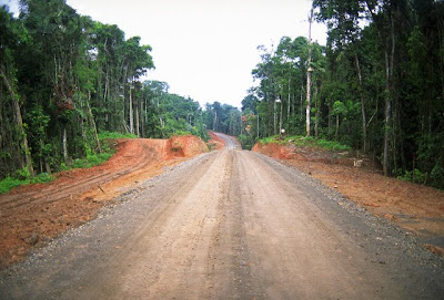 A road in the Amazon Rainforest