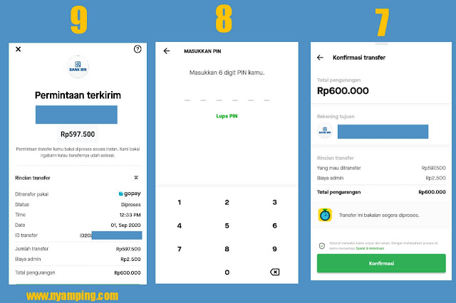 cara transfer Gopay ke rekening bank