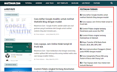 cara membuat widget recent post seperti blog mastimon.com