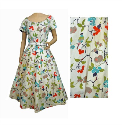 Wendy Woods 1950's Cherry Print  Dress