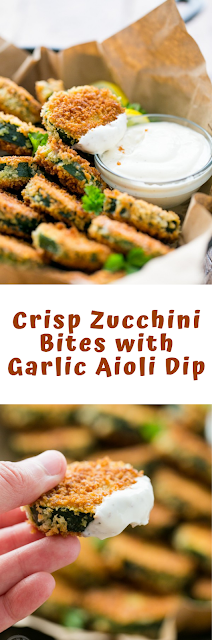 Crisp Zucchini Bites with Garlic Aioli Dip