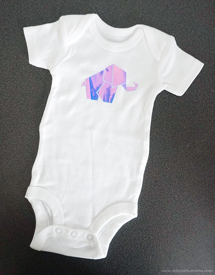 Baby Onesie with Iron-On Vinyl Elephant Image