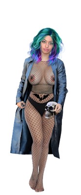 Girl in see through fishnet flashing PNG clipart