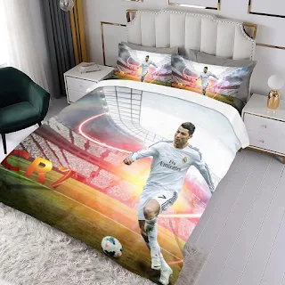 Soccer Star Bedding Set, Soccer Star Duvet Cover 3 PCS Bedding Sets Lightweight Comforta ble Soft HD Printed