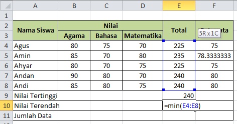 Rumus Microsoft Excel Lengkap dengan Contoh dan Gambar