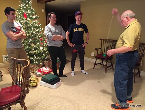 Grandpa schooling the kids