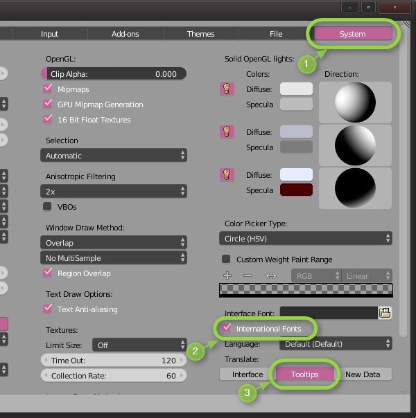 File→User Preferences→Systemタブ