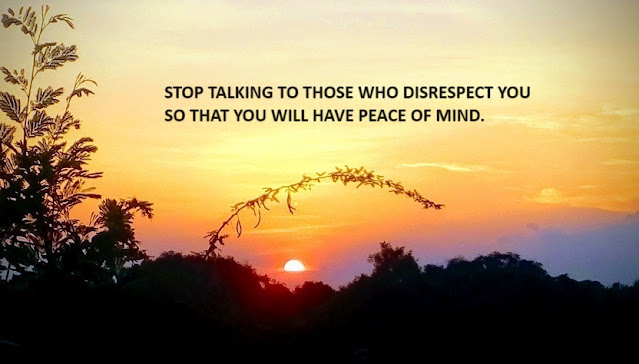 STOP TALKING TO THOSE WHO DISRESPECT YOU SO THAT YOU WILL HAVE PEACE OF MIND.