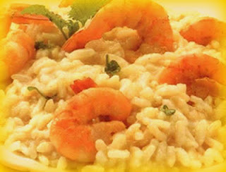 Risotto a la menta con langostinos