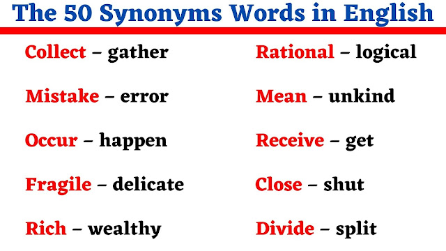 The 50 Synonyms Words in English - English Seeker