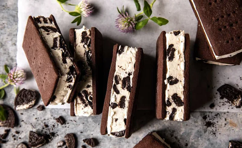 Malted Milk Cookies n' Cream Ice Cream Sandwiches