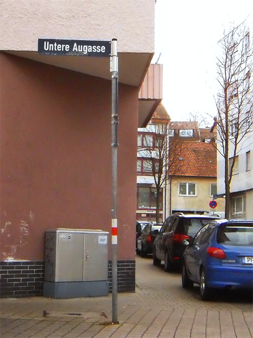 Straßenschild Untere Augasse in Pforzheim