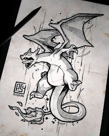 05-Charizard-Pokémon-Animal-Drawings-Adrian-Dominguez-www-designstack-co