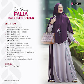 Koleksi Gamis Set Syari Aulia Falia Dark Purple Cloud