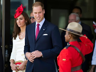 William and Kate, the Duke and Duchess of Cambridge, are saluted by an RCMP officer as they leave a citizenship ceremony on Friday, July 1, 2011, in Gatineau, Canada.